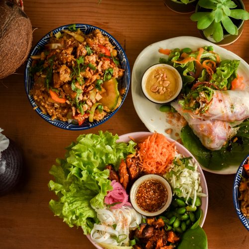 Vegan Nasi Goreng, Gado Gado and Spring Rolls from the Monkey mood Menu